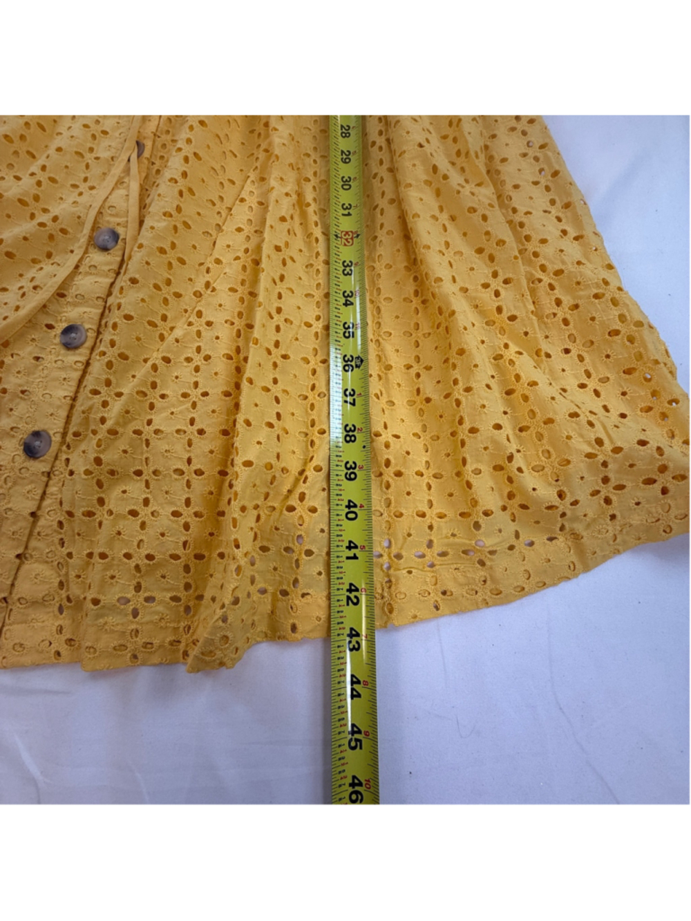 Terra & Sky Eyelet Midi Dress 2X Yellow Button Front Cottagecore Boho Plus Size - Picture 2 of 7